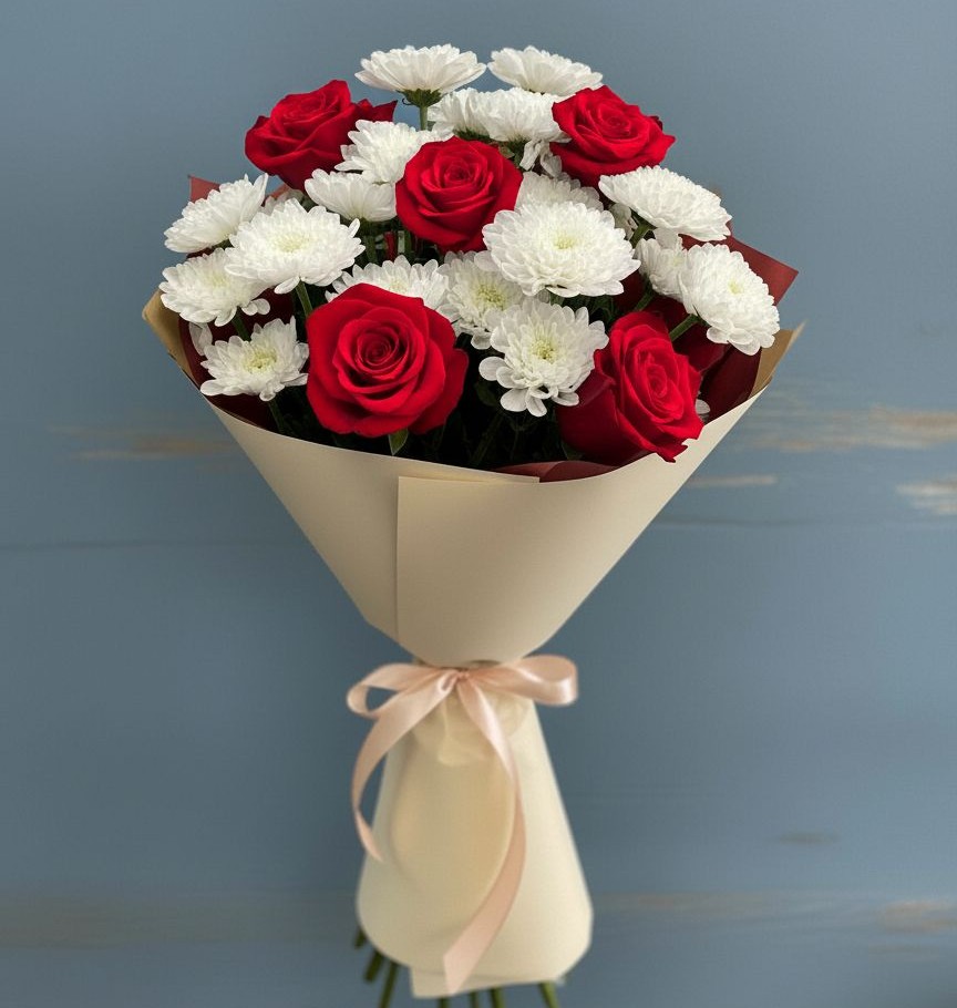 Букет цветов из: Розы и Хризантемы в Илек