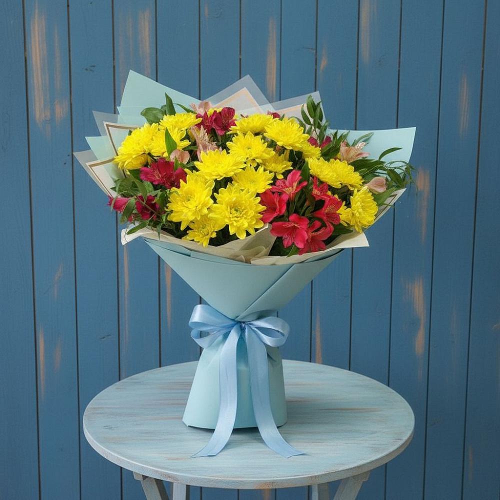 Букет цветов из: Альстромерии и Хризантемы в Илек