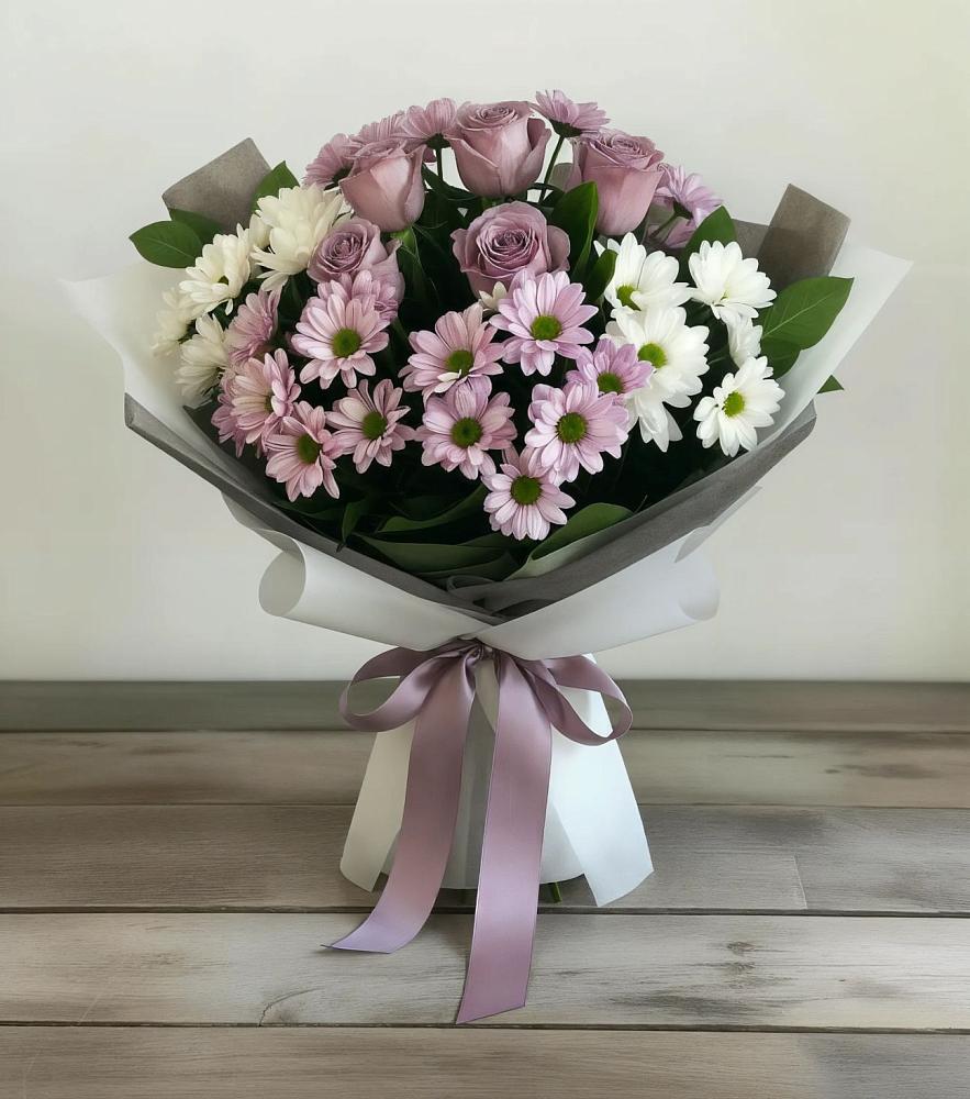Букет цветов из: Хризантемы и Розы в Илек