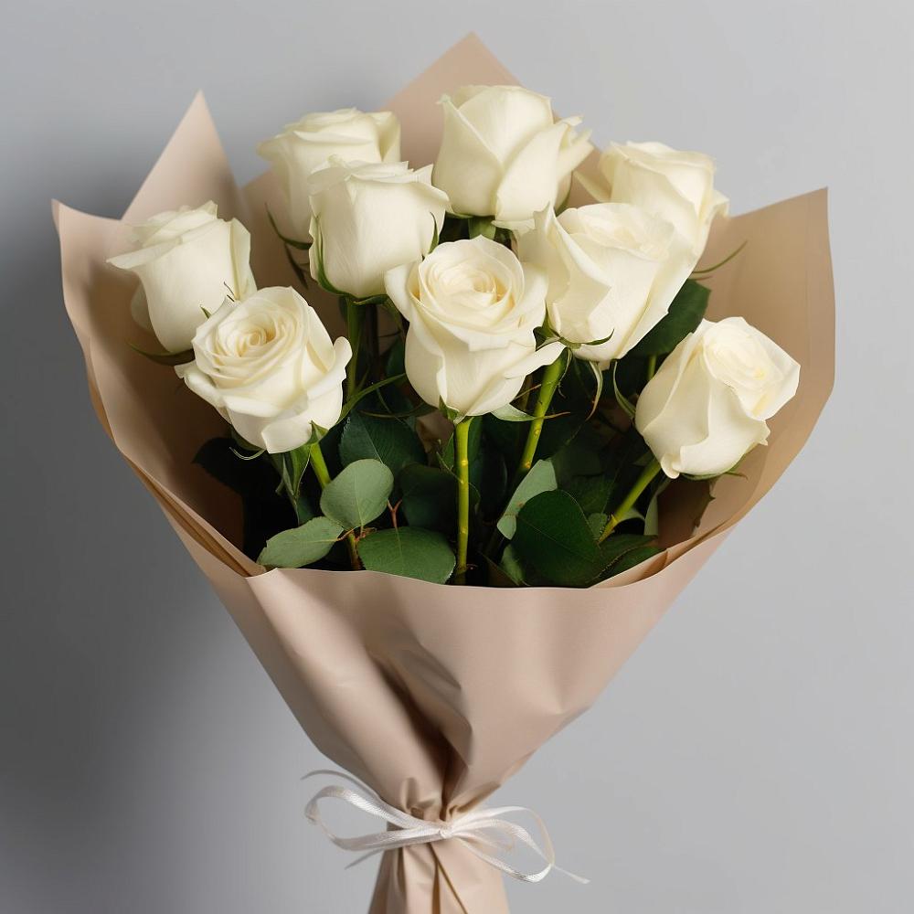 Букет 9 Белых роз Эдлесс Лав в Илек