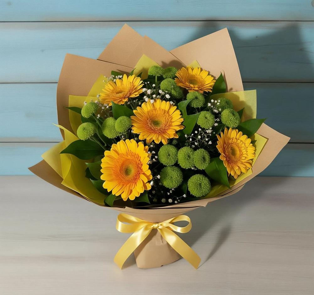 Букет цветов из: Герберы и Хризантемы в Илек