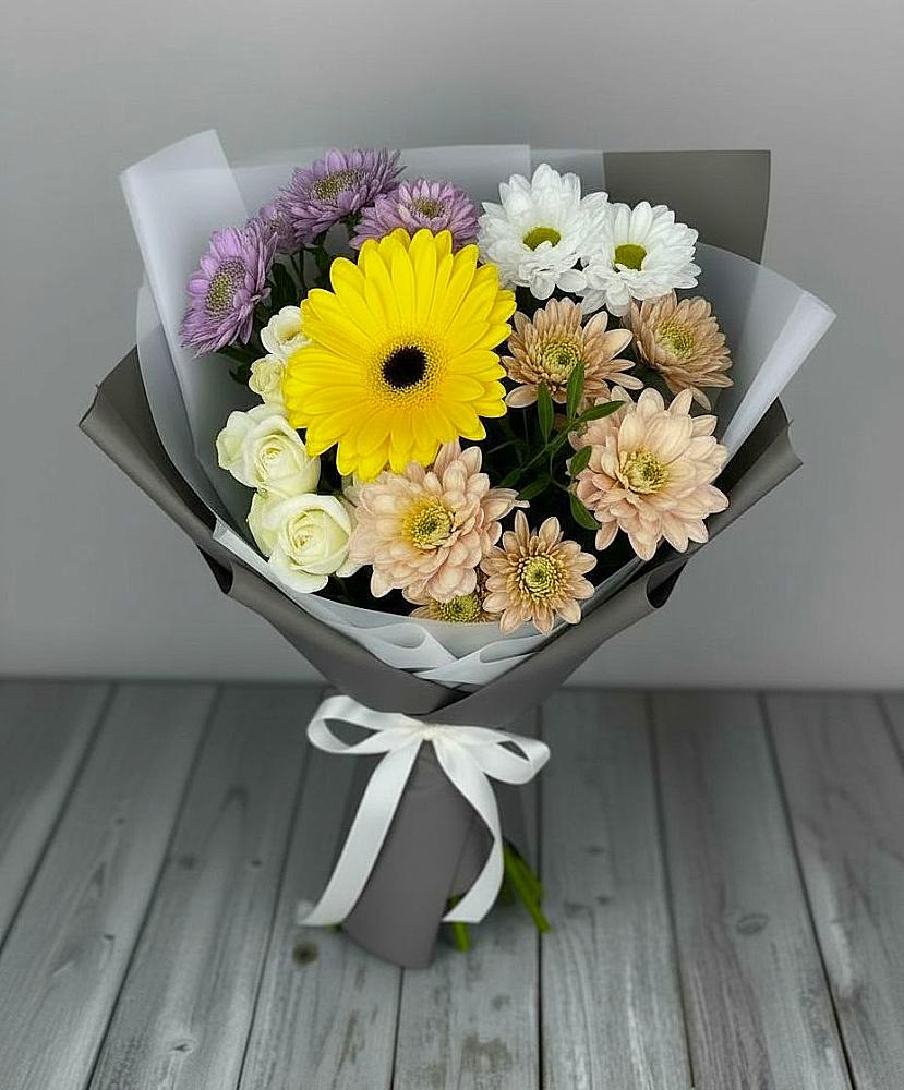 Букет цветов из: Розы, Герберы и Хризантемы в Илек
