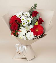 Букет цветов из:  Розы, Хризантемы, Герберы и Лилии в Илек