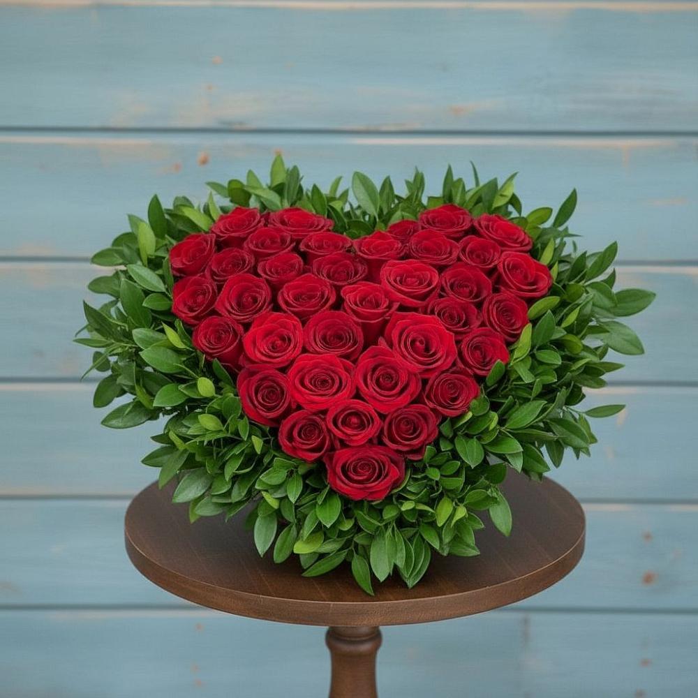 Цветочная композиция из Розы в виде сердца в Илек