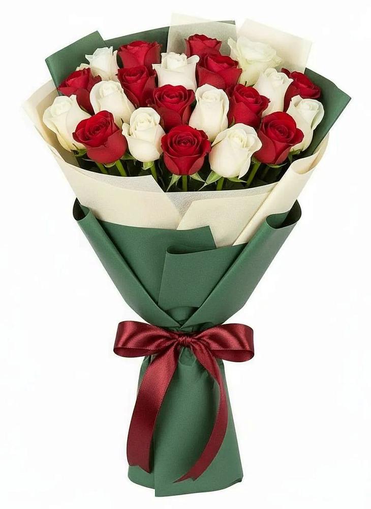 Букет Микс из красных и белых роз в Илек