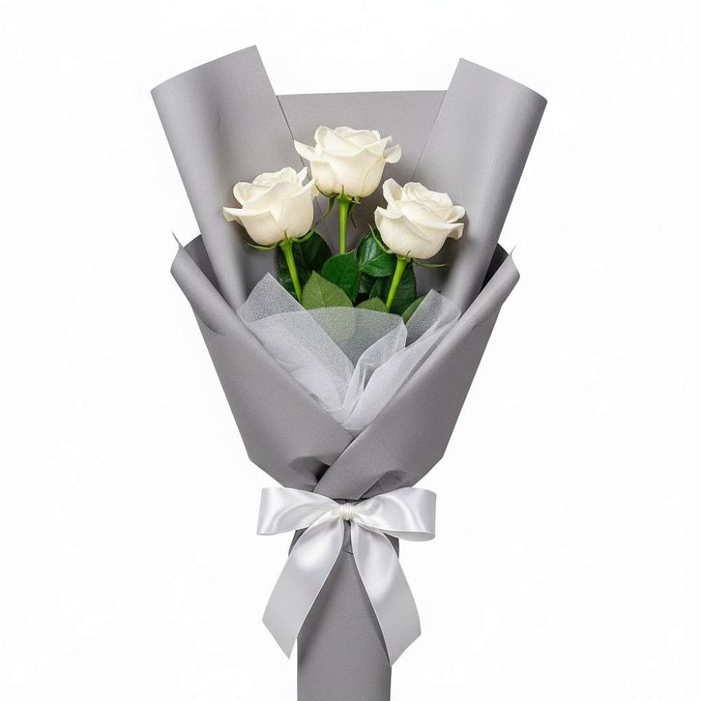 Букет 3 белые розы в Илек