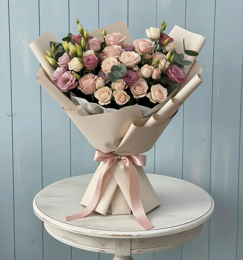 Букет цветов из: Розы и Лизиантусы в Илек