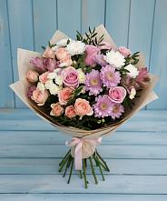 Букет цветов из:  Хризантемы, Розы и Альстромерии в Илек
