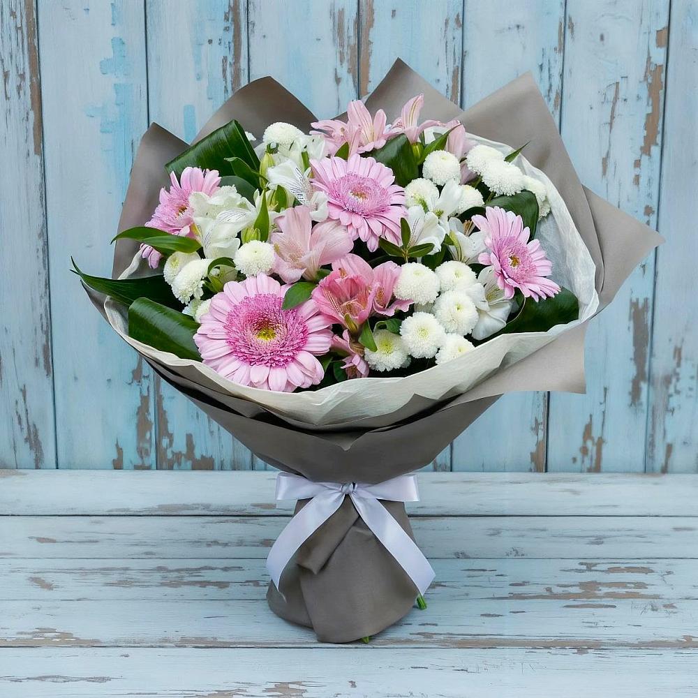 Букет цветов из: Герберы, Альстромерии и Хризантемы в Илек
